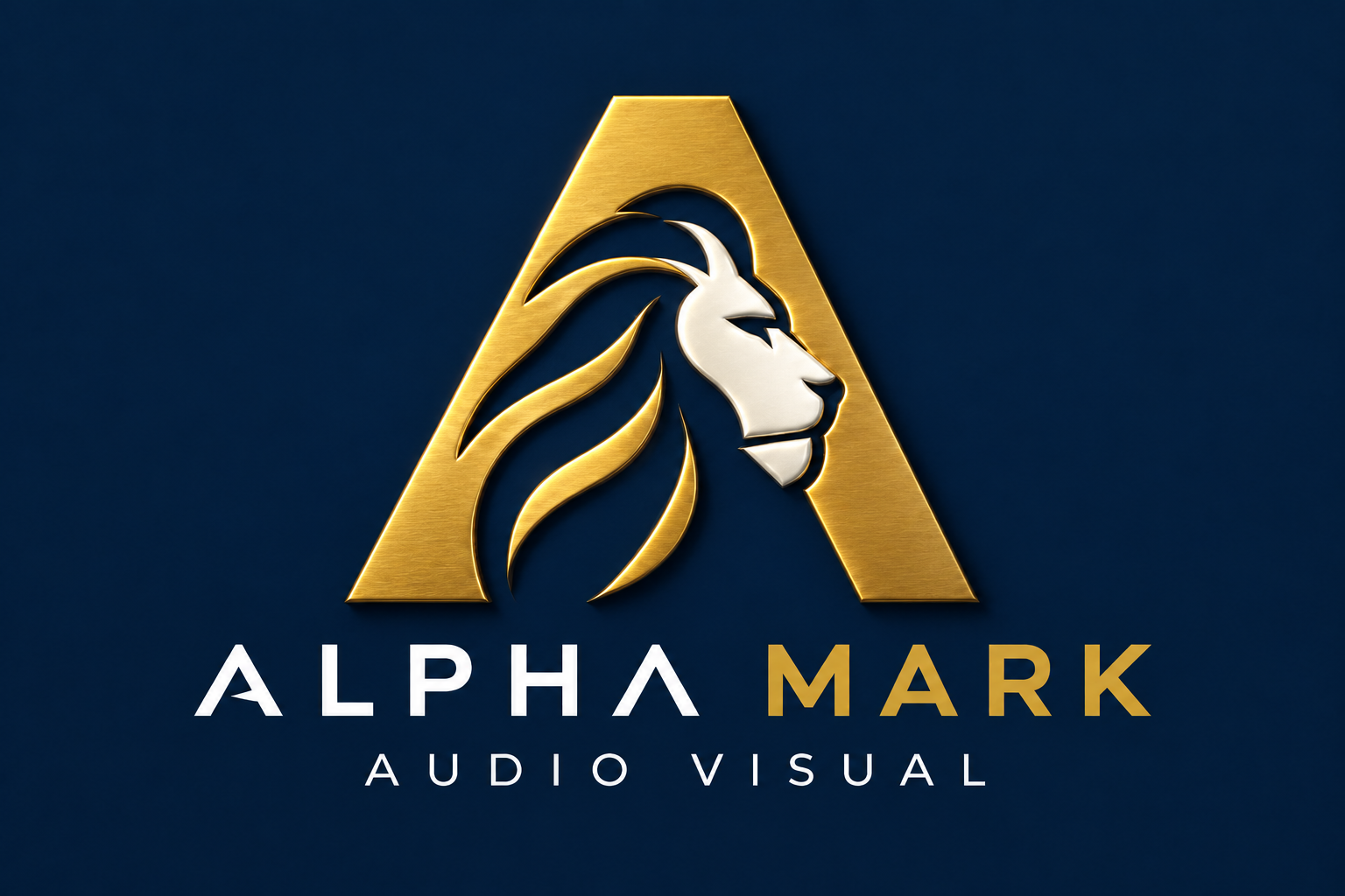 Embossed gold and ivory Alpha Mark lion emblem